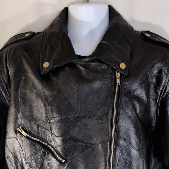 NWT Men's Genuine Black Leather Motorcycle Biker Jacket - Size XXL - Picture 6 of 14